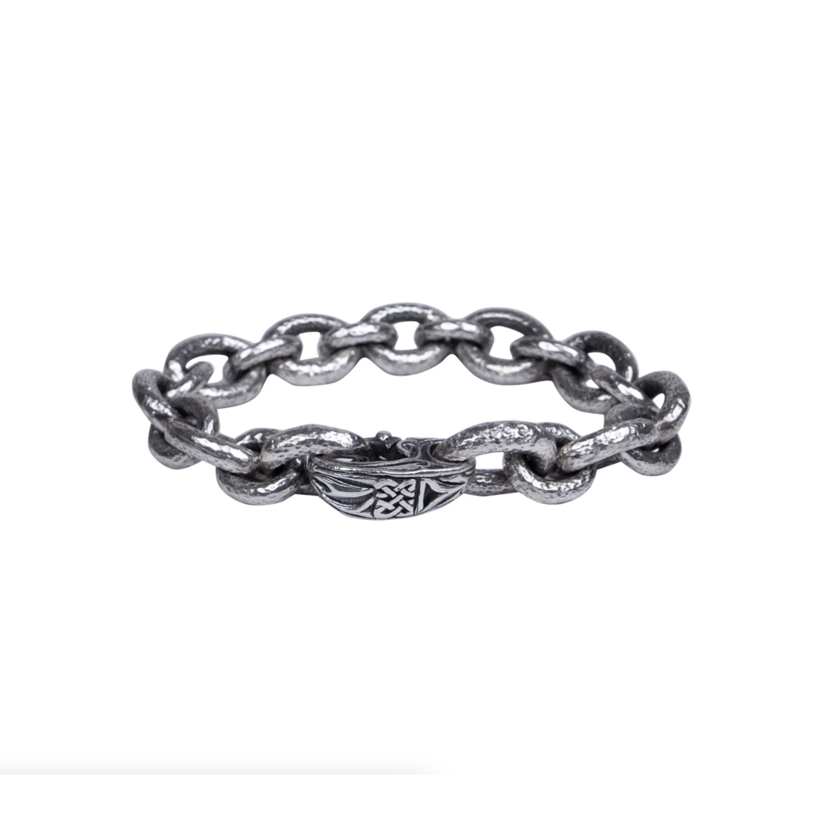 Keith Jack Heavy Hammered Oval and Small Link Bracelet - 9 inch