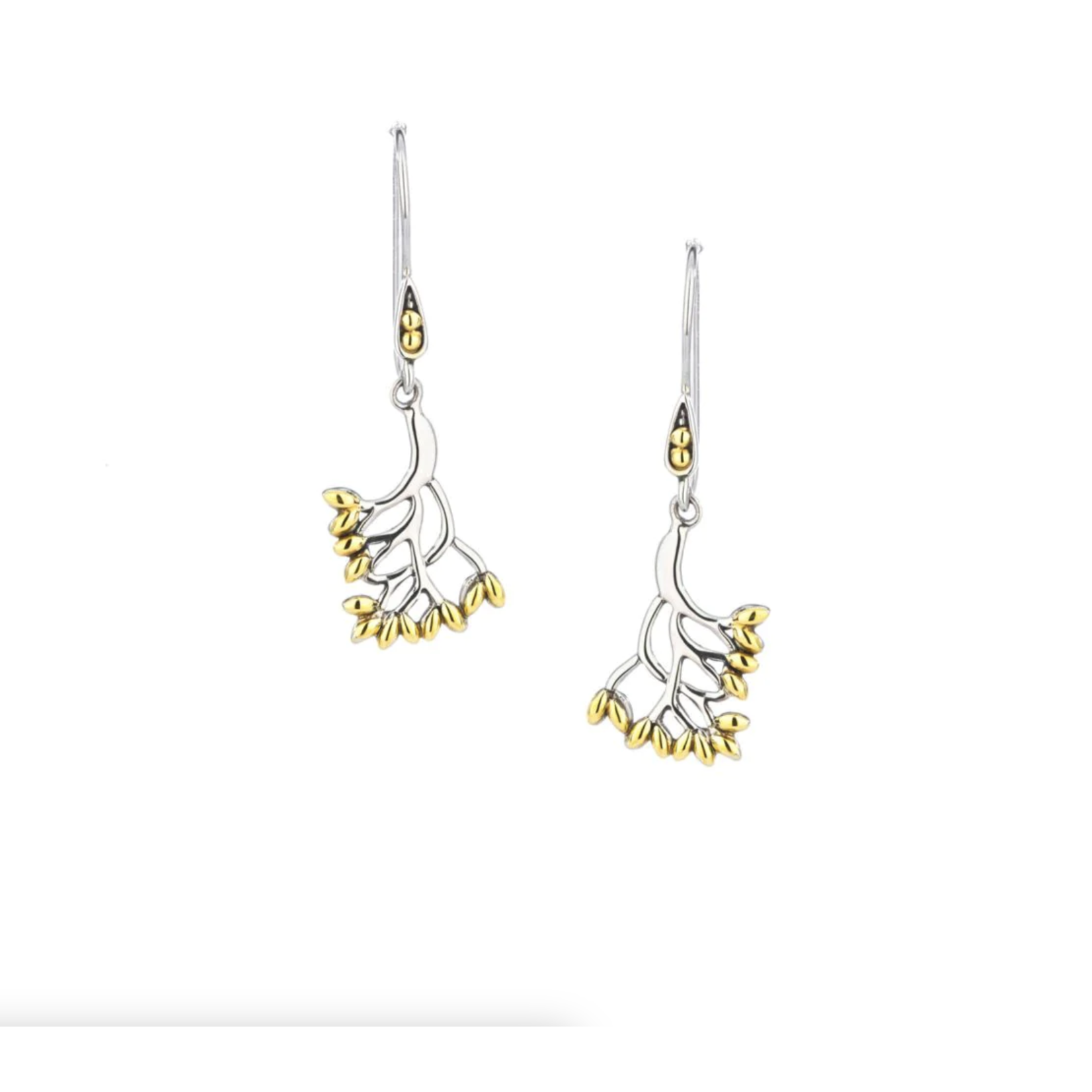 Keith Jack Silver and 18K Gold Tree of Life Branch Hook Earrings