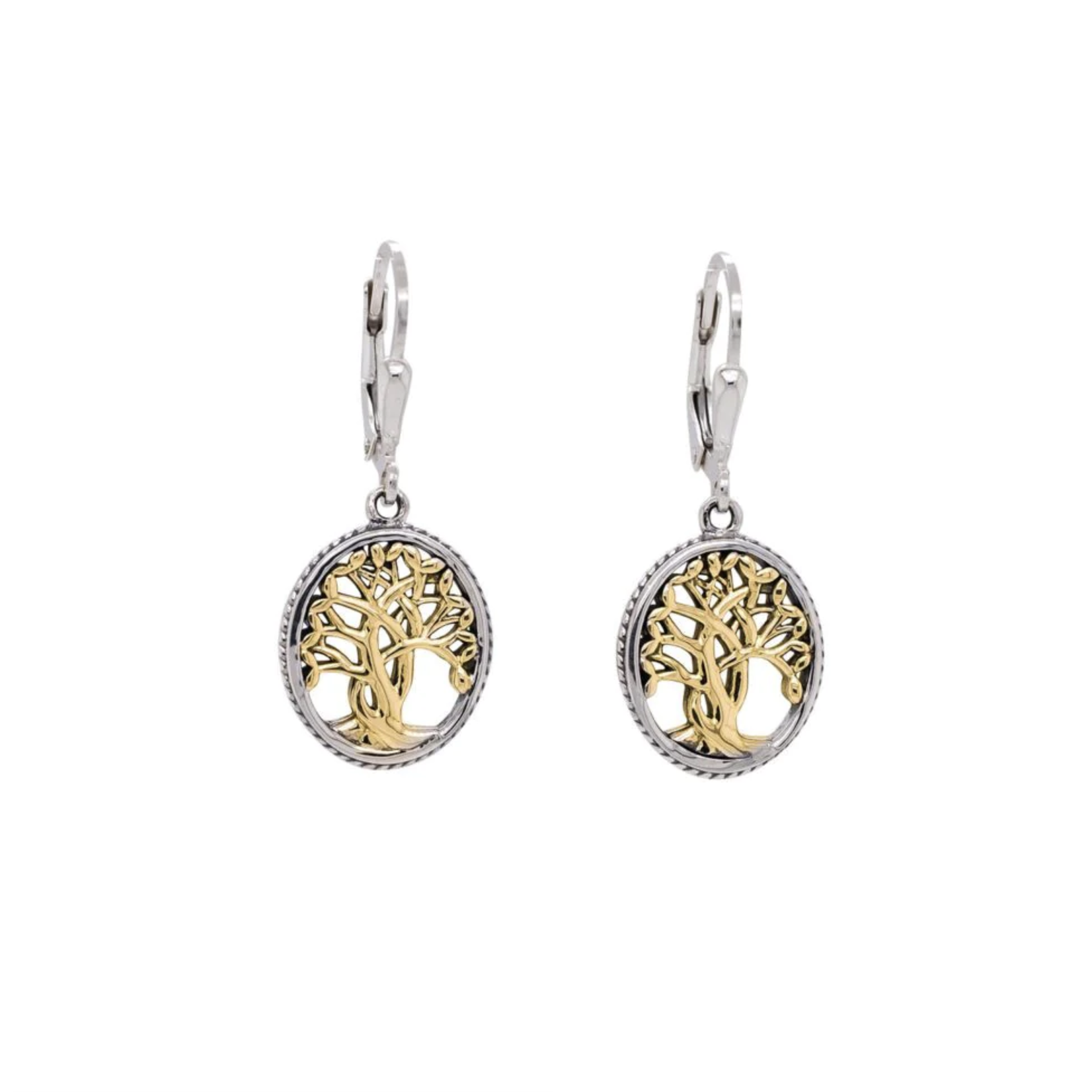 Keith Jack Silver and 10K Gold Small Tree of Life Earrings