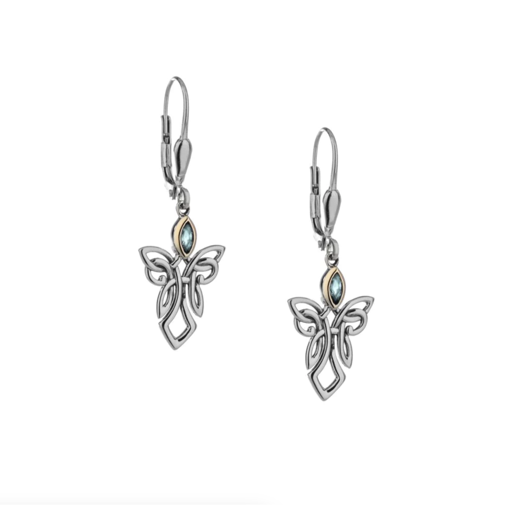 Keith Jack Silver and 10K Blue Topaz Guardian Angel Earrings