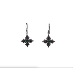 Keith Jack Silver and Black Rhodium Cross Earrings - Emerald