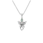 Keith Jack Silver and 10K Gold Blue Topaz Guardian Angel Small Necklace