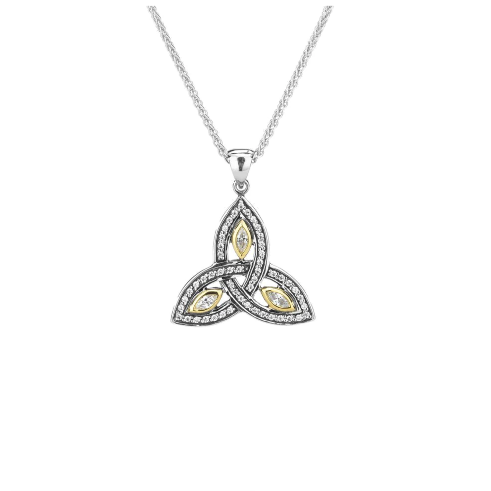 Keith Jack Silver & 10K CZ Trinity Knot Necklace