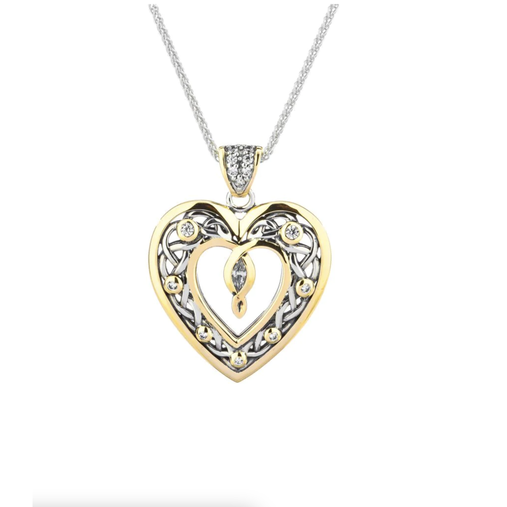 Keith Jack Silver & 10K YG Celtic Open Heart Necklace