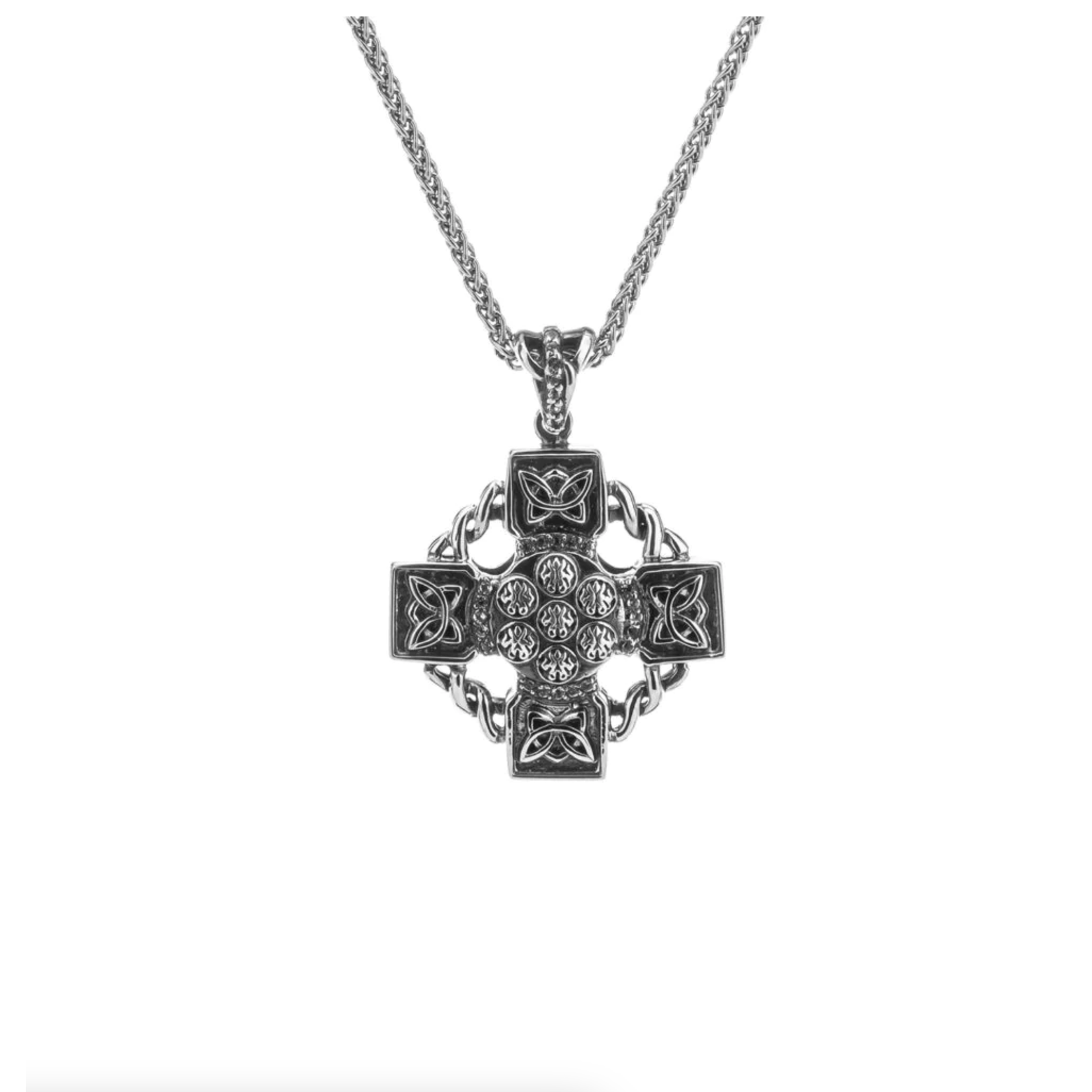 Keith Jack Celtic Wheel Cross White Topaz Necklace