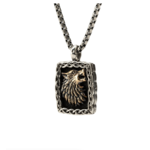 Keith Jack Silver and Bronze Wolf Medium Necklace