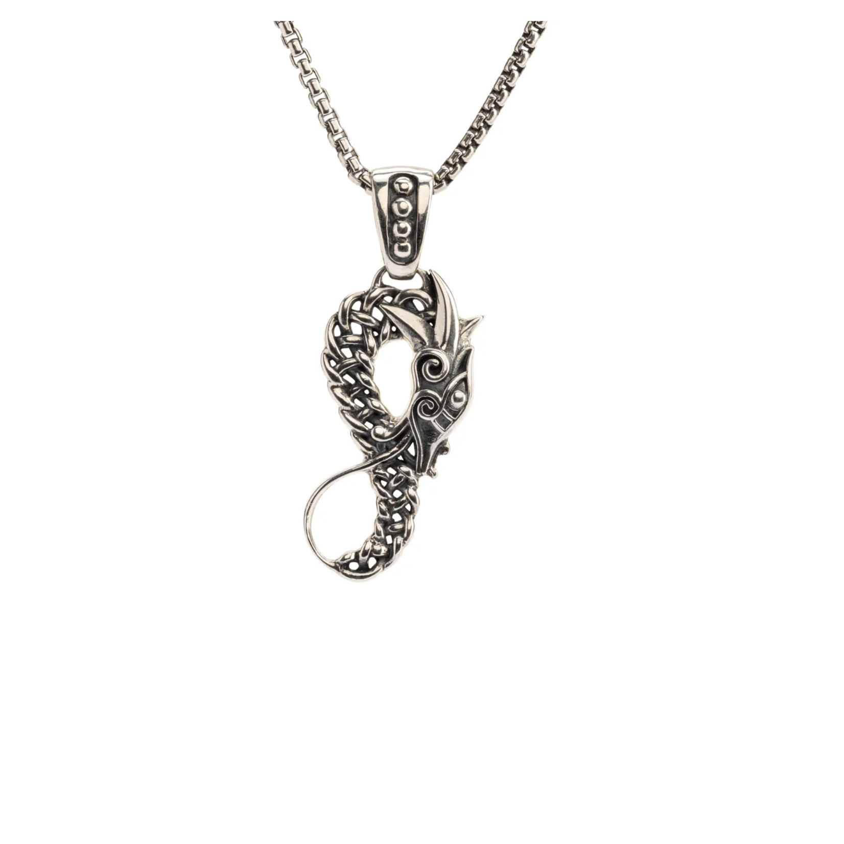 Keith Jack Small Silver and Bronze Reversible Dragon Necklace