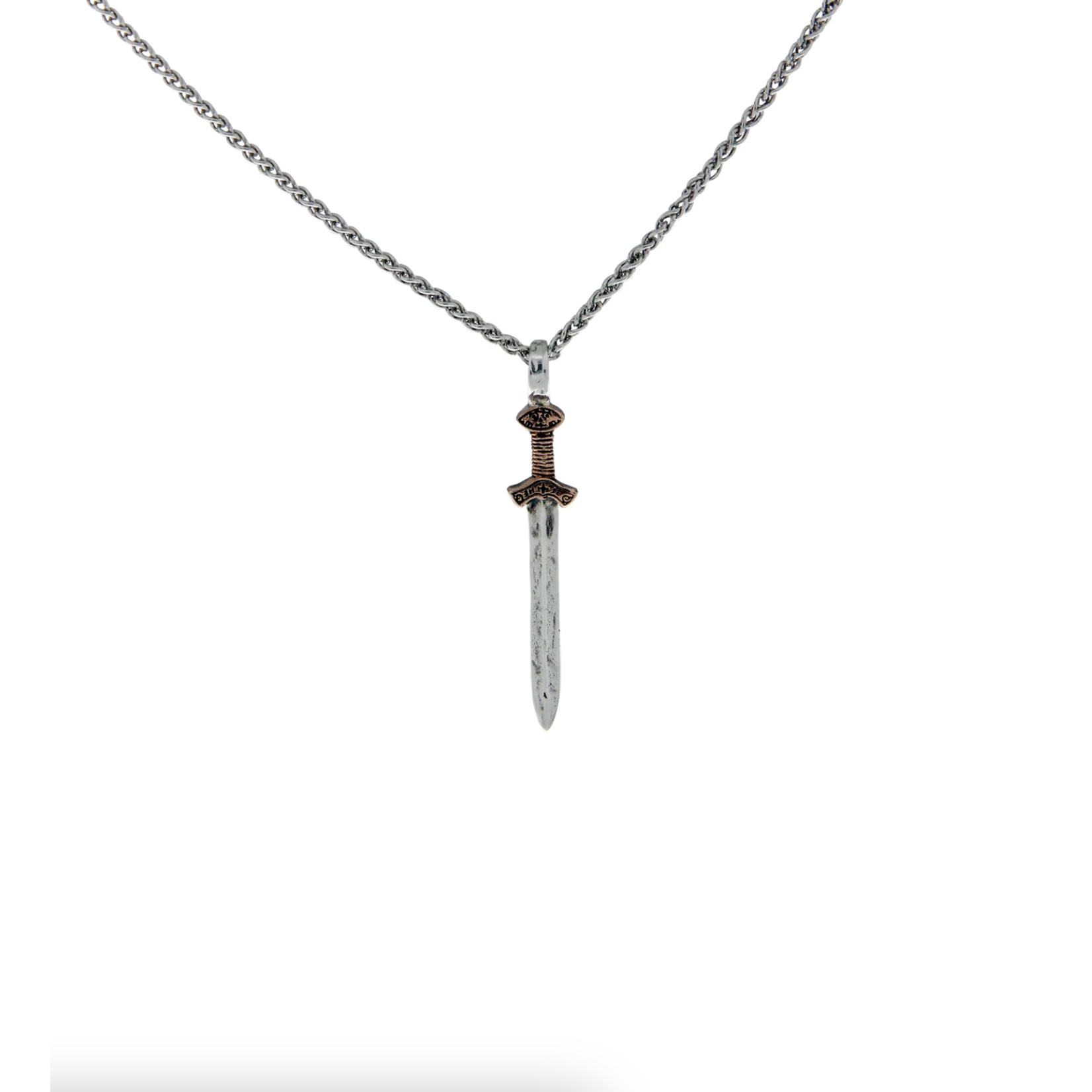 Keith Jack Silver and Bronze Small Viking Sword Necklace
