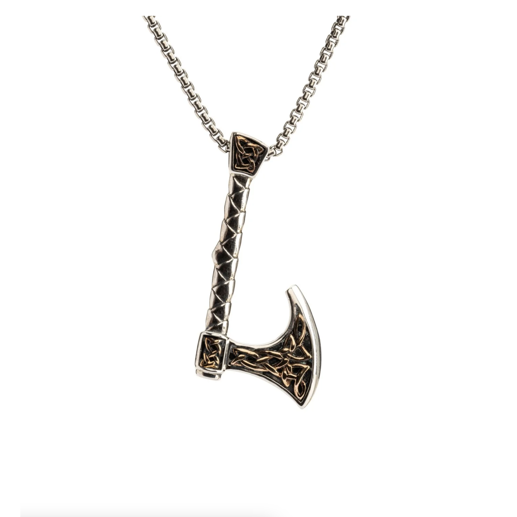 Keith Jack Silver and Bronze Viking Warrior Axe Necklace