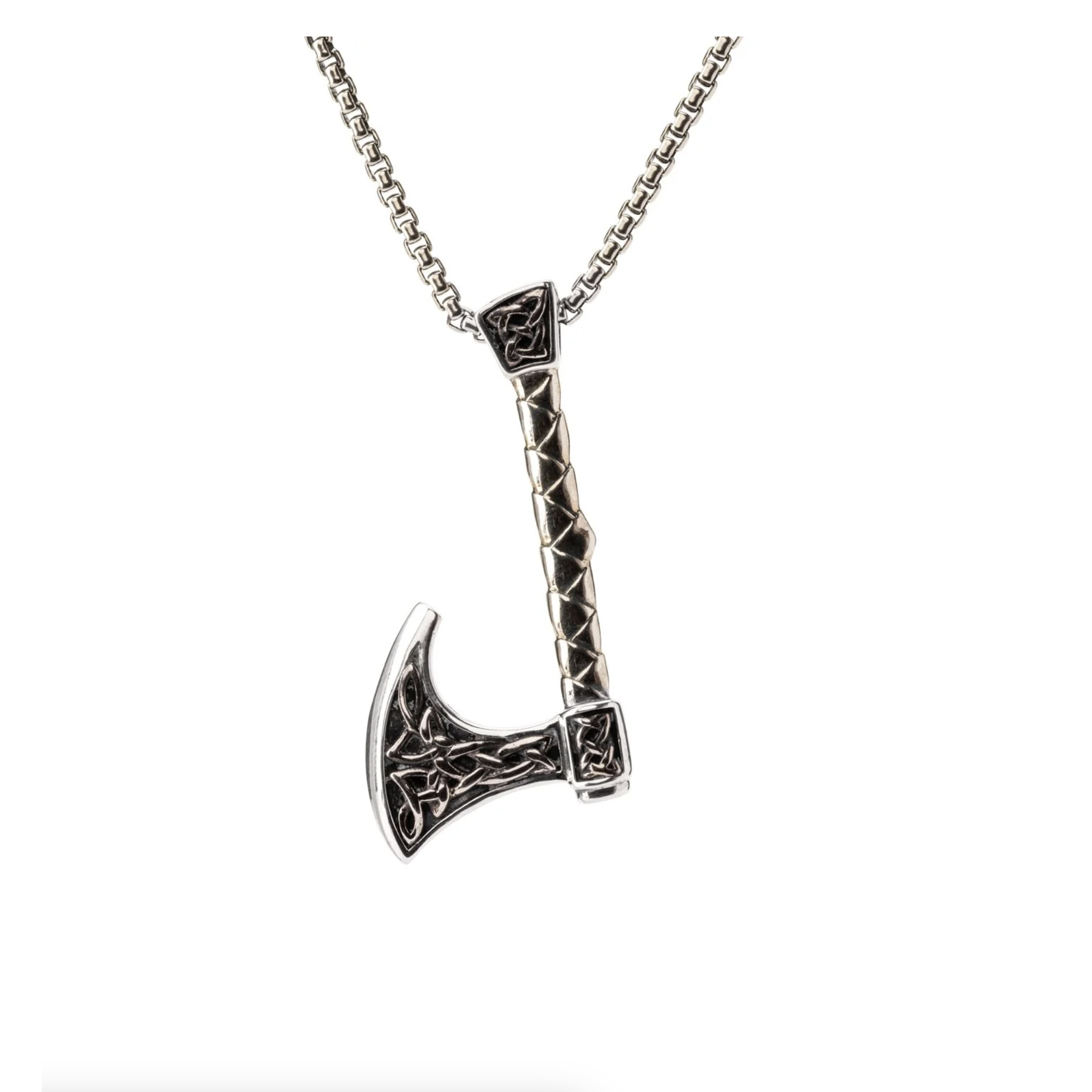Keith Jack Silver and Bronze Viking Warrior Axe Necklace