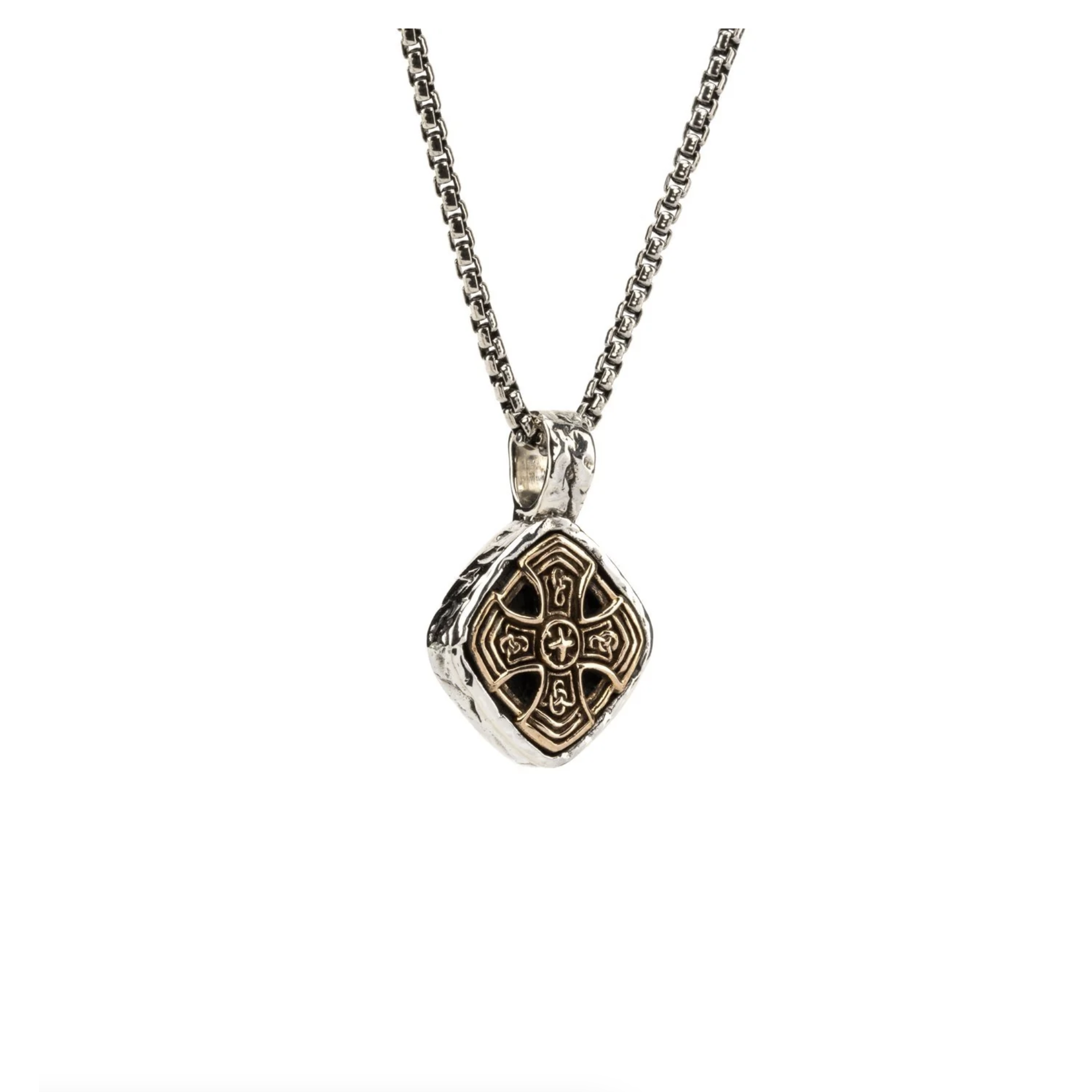Keith Jack Silver & Bronze Celtic Cross Small Cushion Necklace