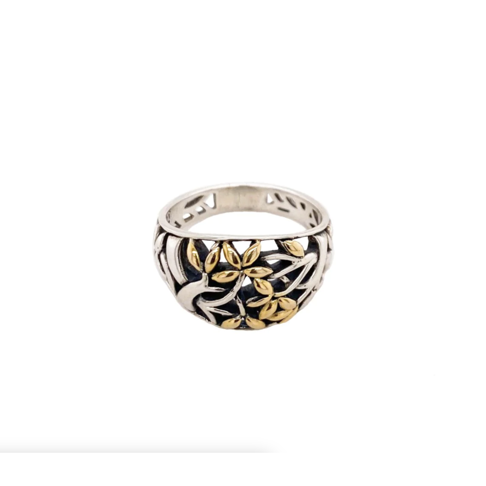 Keith Jack Silver and 18K Gold Tree of Life Ring