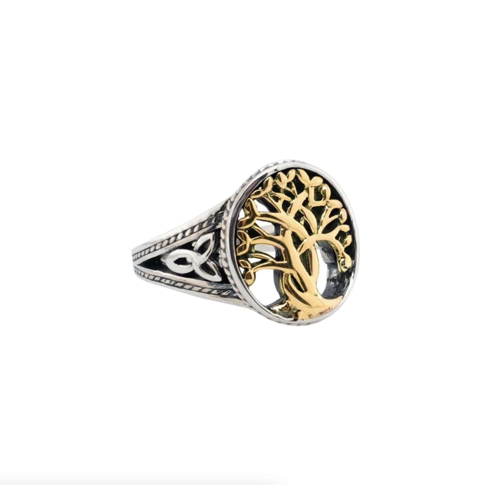 Keith Jack Silver and 10K Gold Tree of Life Ring