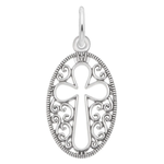 Rembrandt SS Filigree Oval Cross Charm