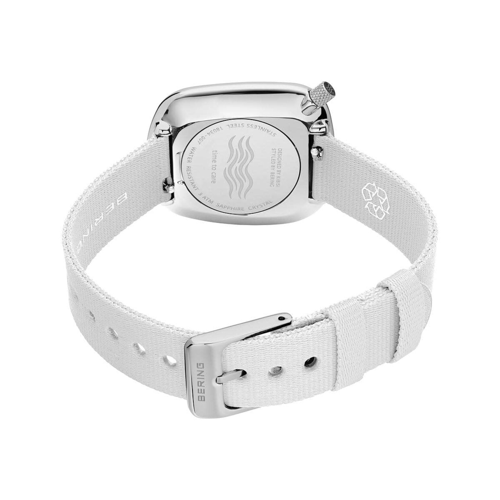 Bering White Pebble Recycled Strap Watch