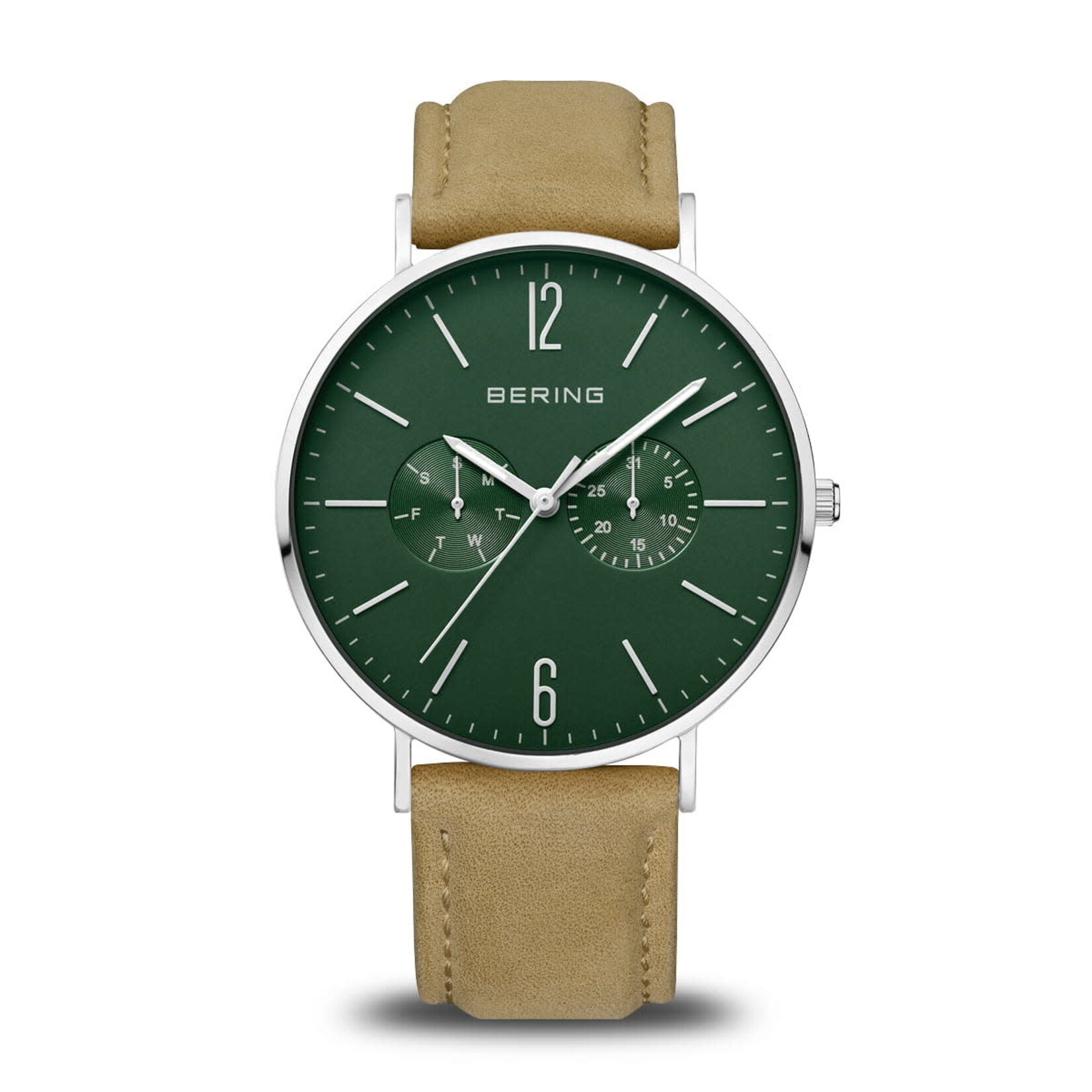 Bering Tan Leather Green Face Watch