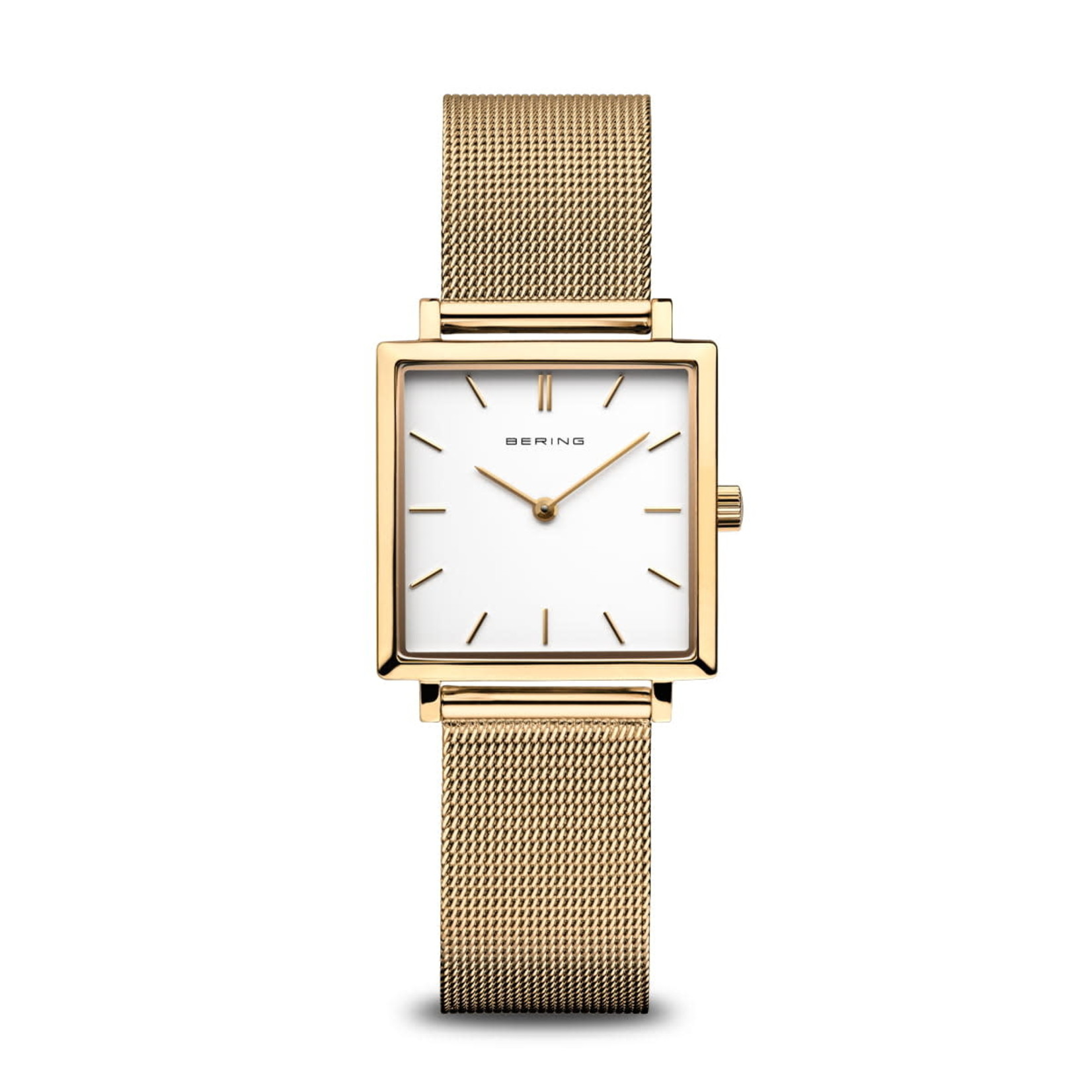 Bering Stainless Steel Gold Square Watch