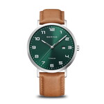 Bering Brown Leather Green Face Watch