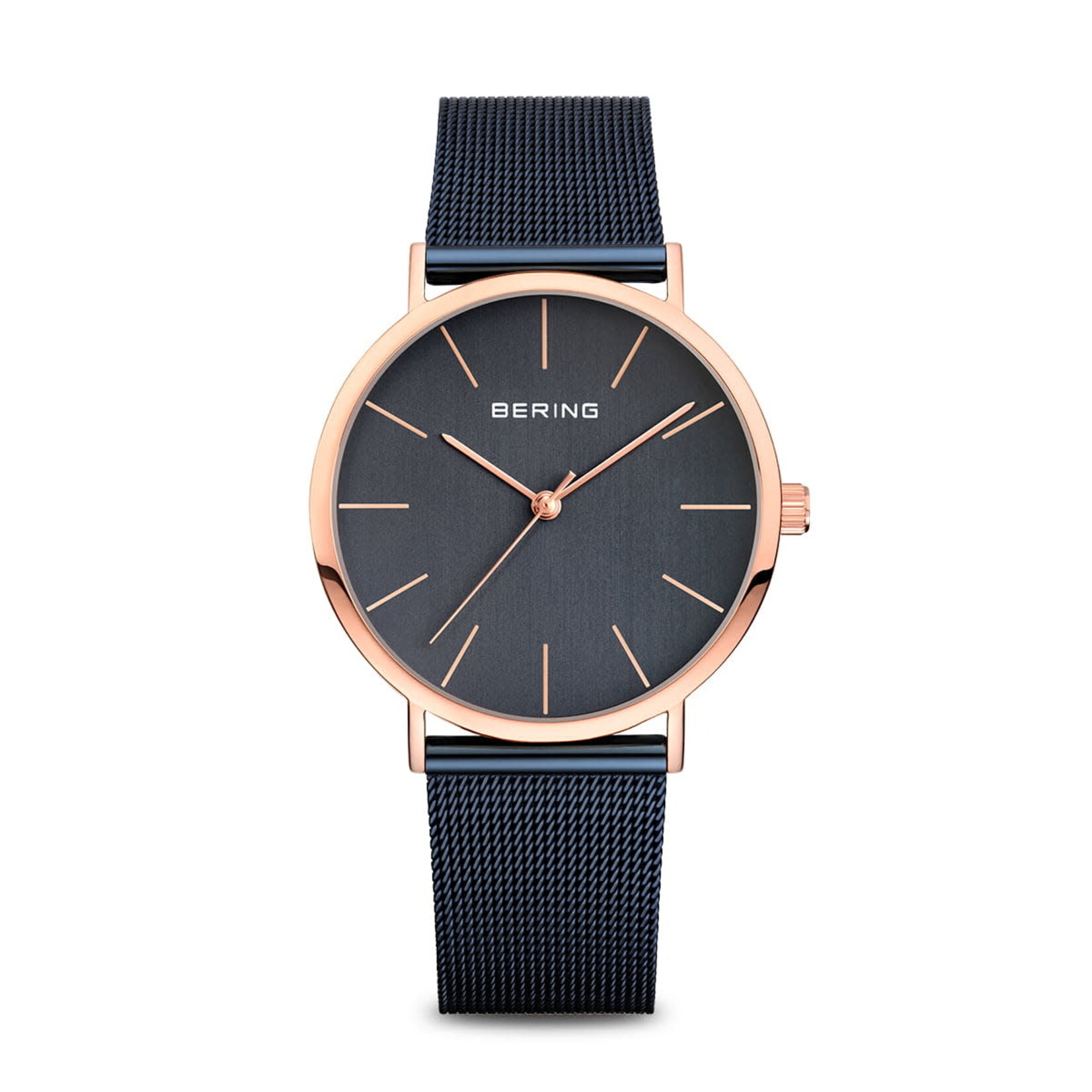 Bering Navy Rose Gold Dome Watch