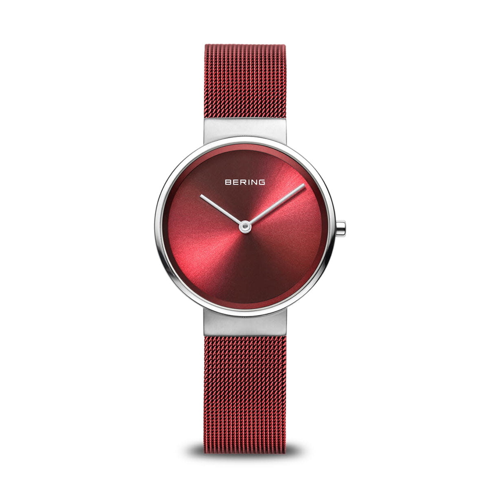 Bering Large Face Crimson and Silver Watch