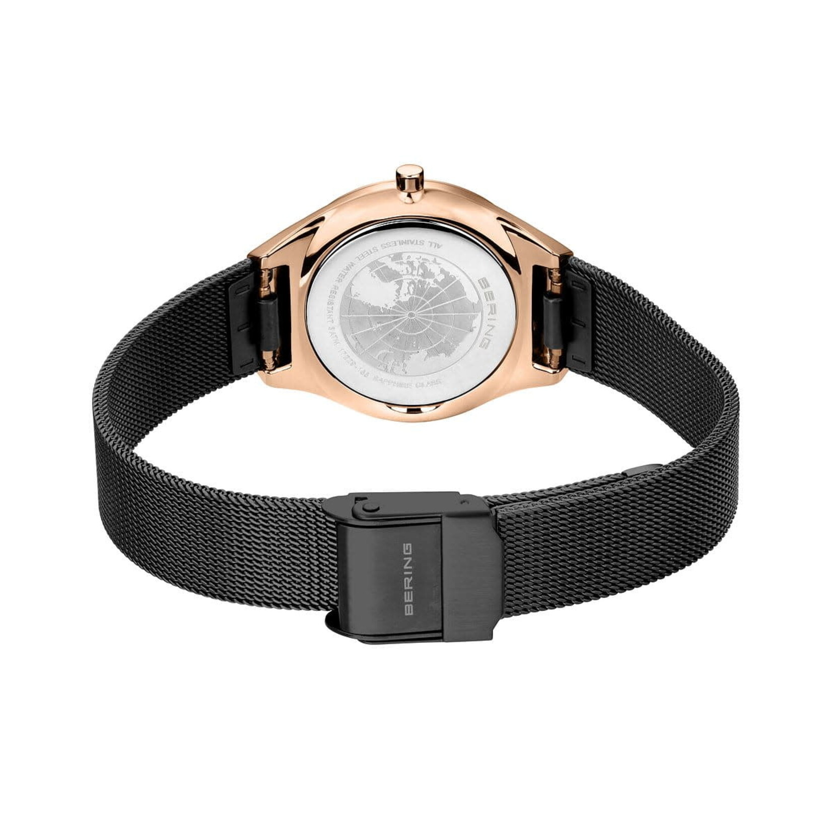 Bering Black Rose Gold Mother of Pearl Watch