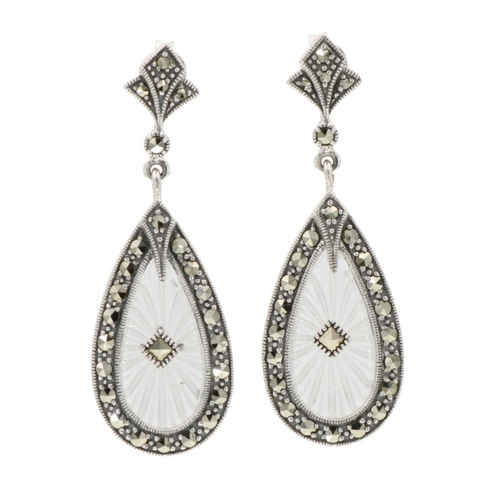 Trufili Sunray Crystal and Marcasite Filigree Earrings