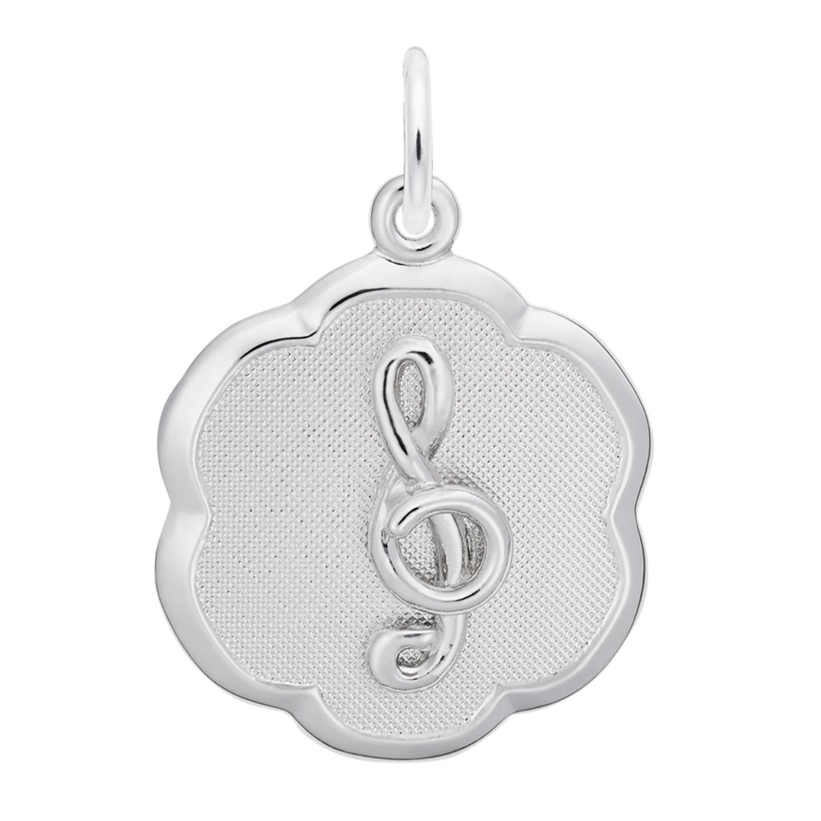 Rembrandt SS Treble Clef Scalloped Disc Charm