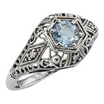 Trufili Victorian Blue Topaz with Diamonds Ring