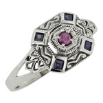 Trufili Art Deco Sapphire & Ruby Ring