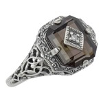 Trufili Victorian Smoky Topaz Diamond Ring
