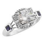 Trufili Art Deco White Topaz & Sapphire Ring