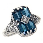 Trufili Art Deco 2 Carat London Blue Topaz Ring