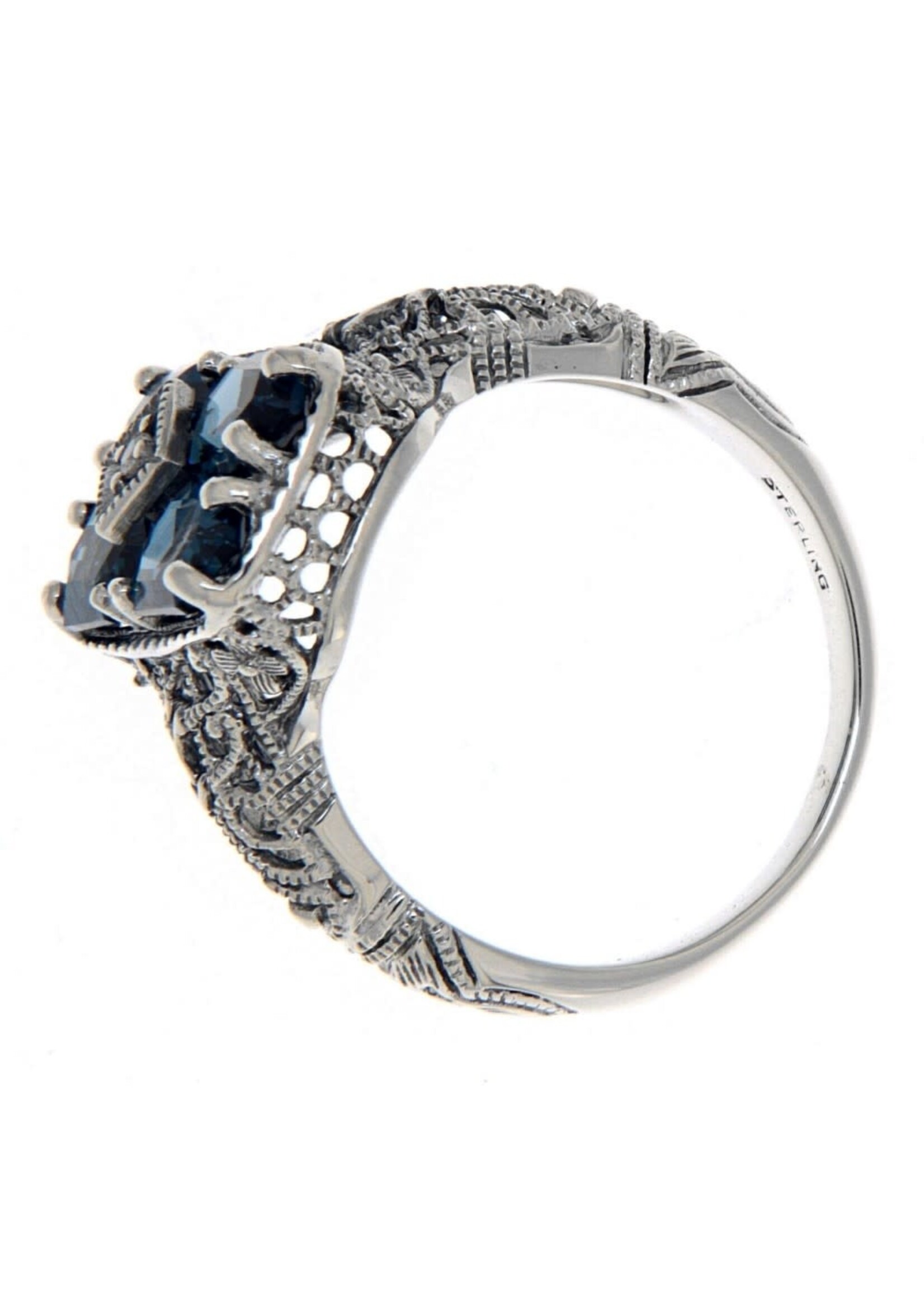 Trufili Art Deco 2 Carat London Blue Topaz Ring