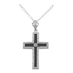 Trufili Black Onyx Cross with Diamond Necklace