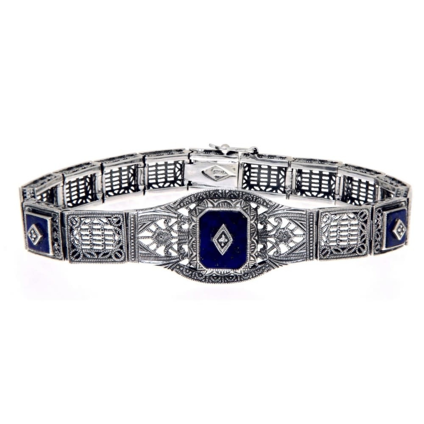 Trufili Art Deco Lapis & Diamond Bracelet