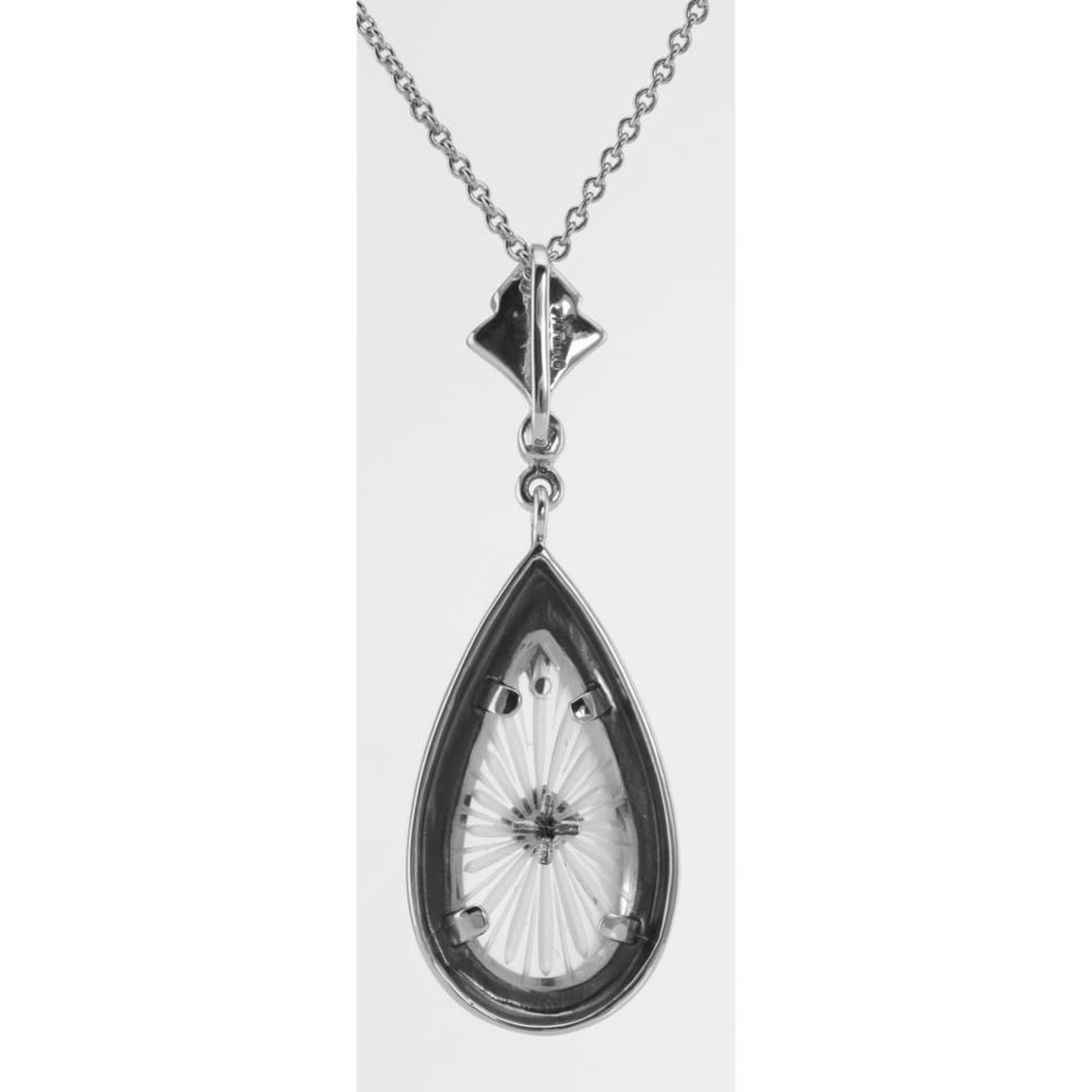 Trufili Art Deco Tear Drop Sunray Crystal & Marcasite Necklace