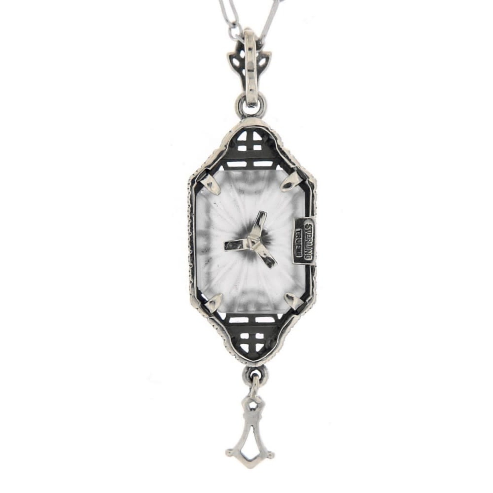 Trufili Art Deco Sunray Crystal Dangle Necklace