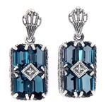 Trufili Art Deco London Blue Topaz Diamond Earrings