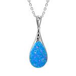 Alamea Pink Blue Opal Long Teardrop Necklace