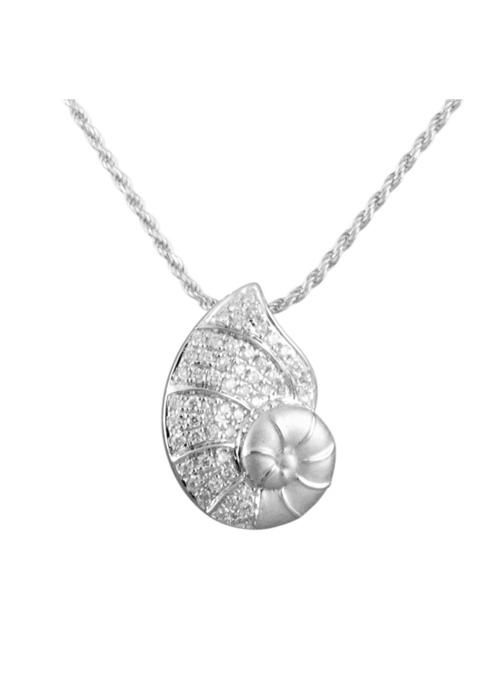 Alamea Sterling Silver CZ Nautilus Shell Necklace