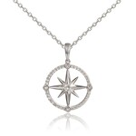 Alamea Sterling Silver CZ Compass Necklace