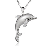 Alamea Sterling Silver Large Dolphin CZ Necklace