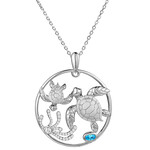 Alamea SS Triple Turtle Necklace CZ