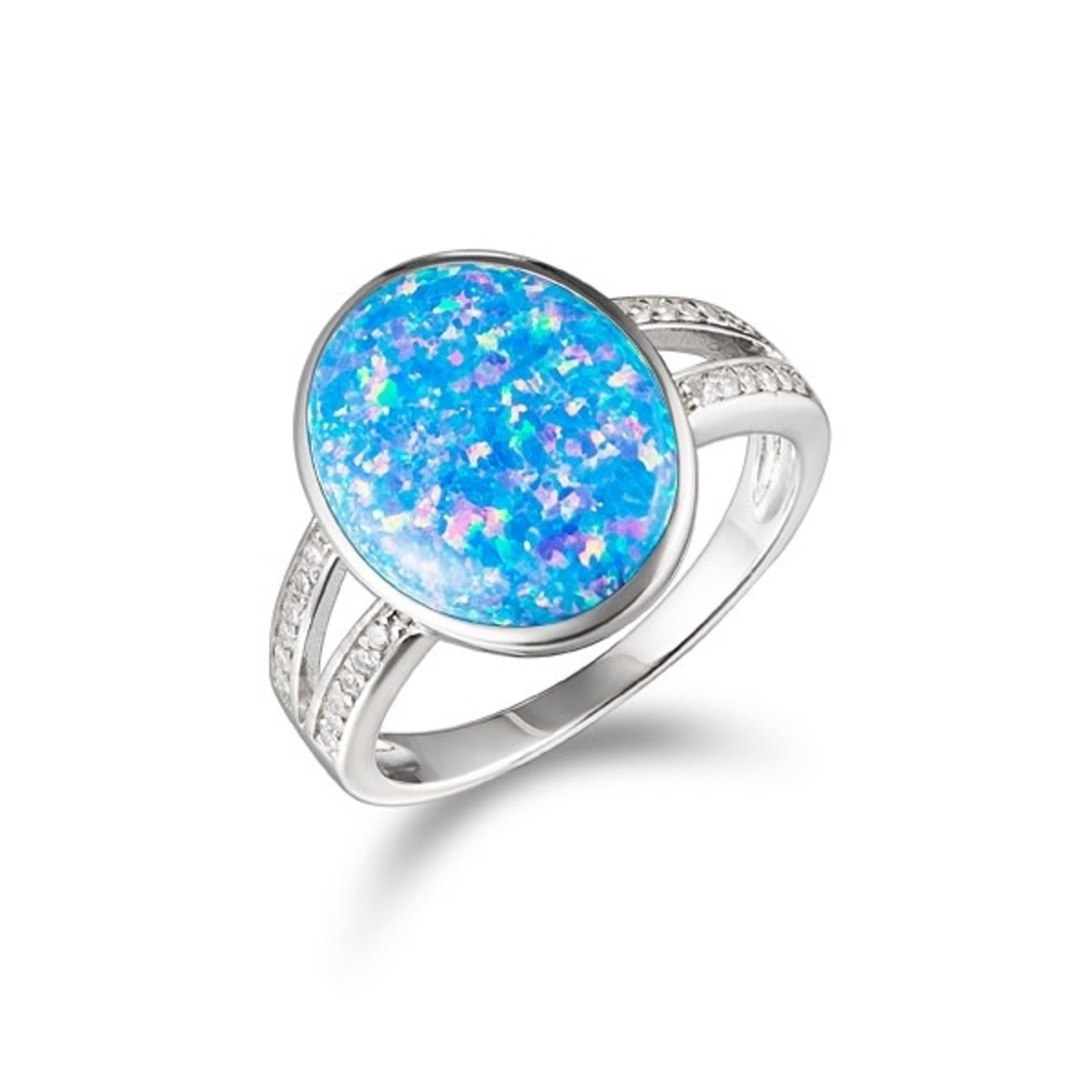Alamea Pink Blue Opal CZ Ring