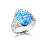 Alamea Pink Blue Opal CZ Band Ring