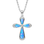 Alamea Pink Blue Opal Cross Necklace