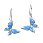 Alamea Pink Blue Opal Flying Butterfly Earrings