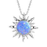 Alamea Pink Blue Opal Large Sun Necklace