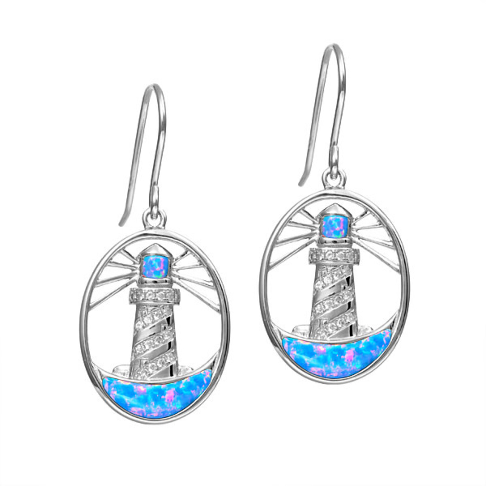 Alamea Pink Blue Opal Lighthouse Earrings