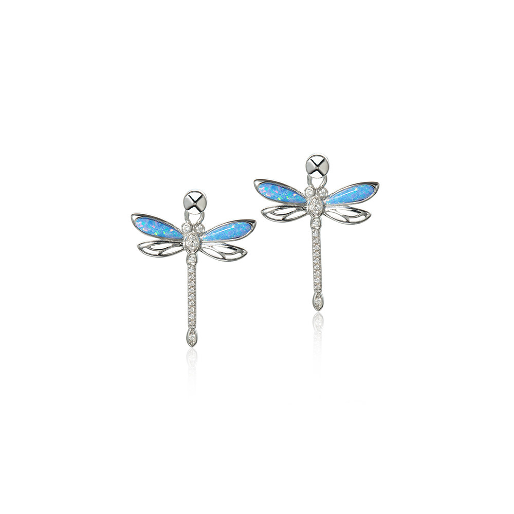 Sterling Silver Blue Opal Dragonfly Earrings by Alamea Sterling Silver Blue Opal Dragonfly Earrings by Alamea